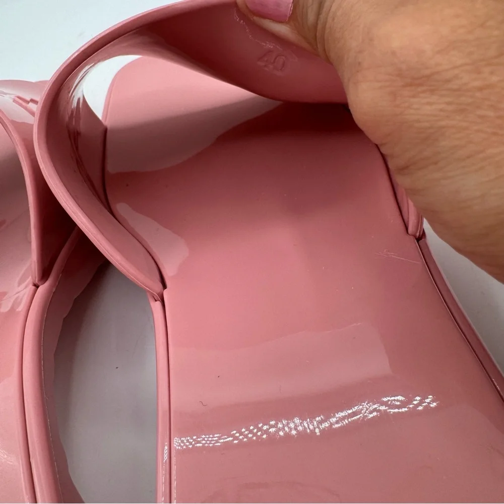 Gucci women slide, sandals, pink Mules with rubber with Glossy Finish size 40 - Picture 7 of 8